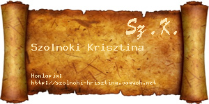Szolnoki Krisztina névjegykártya